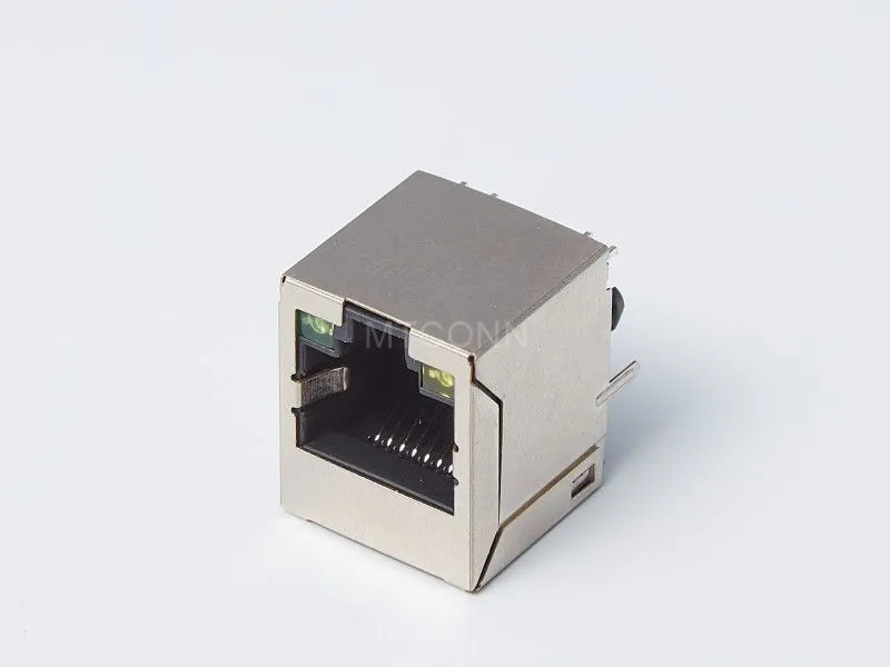 180°DIP RJ45 Shielded Receptacle with LED Connector