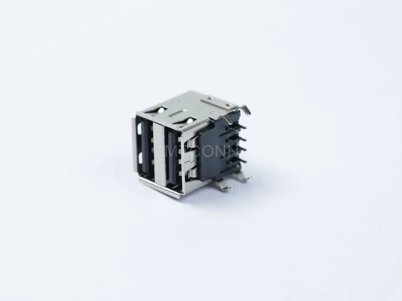 USB 2.0 Connector Double Row 8 Pin 17.35mm Length R/A T/H Curved Pins Type